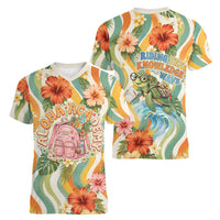 Hawaii Aloha Academy Back To School Women V-Neck T-Shirt Sea Turtle Tropical Hibiscus Flowers Retro Psychedelic TS04 - Polynesian Pride