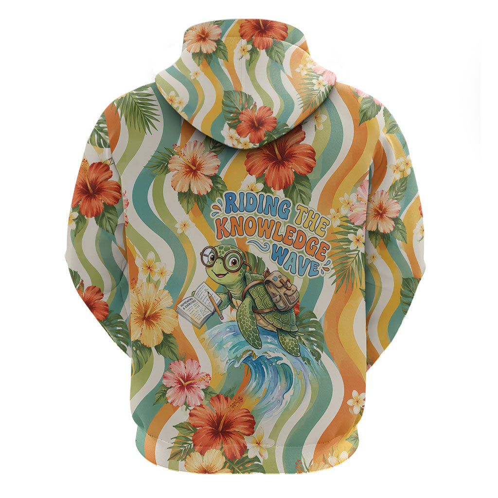 Hawaii Aloha Academy Back To School Zip Hoodie Sea Turtle Tropical Hibiscus Flowers Retro Psychedelic TS04 - Polynesian Pride