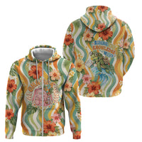 Hawaii Aloha Academy Back To School Zip Hoodie Sea Turtle Tropical Hibiscus Flowers Retro Psychedelic TS04 - Polynesian Pride