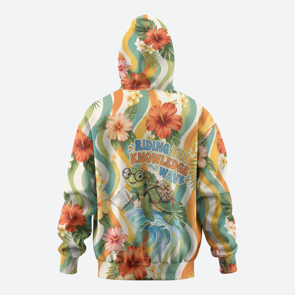 Hawaii Aloha Academy Back To School Zip Hoodie Sea Turtle Tropical Hibiscus Flowers Retro Psychedelic TS04 - Polynesian Pride