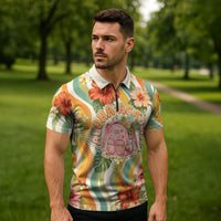 Hawaii Aloha Academy Back To School Zipper Polo Shirt Sea Turtle Tropical Hibiscus Flowers Retro Psychedelic TS04 - Polynesian Pride