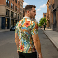 Hawaii Aloha Academy Back To School Zipper Polo Shirt Sea Turtle Tropical Hibiscus Flowers Retro Psychedelic TS04 - Polynesian Pride