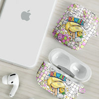 Hawaii Cruising Back To School AirPods Case Grid Pattern With School Bag And Vintage Surf Van TS04 - Polynesian Pride