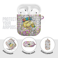 Hawaii Cruising Back To School AirPods Case Grid Pattern With School Bag And Vintage Surf Van TS04 - Polynesian Pride