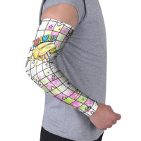 Hawaii Cruising Back To School Arm Sleeves Grid Pattern With School Bag And Vintage Surf Van TS04 - Polynesian Pride