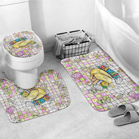 Hawaii Cruising Back To School Bathroom Set Grid Pattern With School Bag And Vintage Surf Van TS04 Mat Set Only (3 pcs) One Size White Yellow - Polynesian Pride