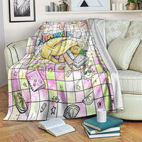 Hawaii Cruising Back To School Blanket Grid Pattern With School Bag And Vintage Surf Van TS04 White Yellow - Polynesian Pride