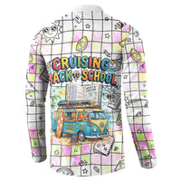 Hawaii Cruising Back To School Button Sweatshirt Grid Pattern With School Bag And Vintage Surf Van TS04 - Polynesian Pride