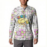 Hawaii Cruising Back To School Button Sweatshirt Grid Pattern With School Bag And Vintage Surf Van TS04 - Polynesian Pride