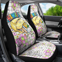 Hawaii Cruising Back To School Car Seat Cover Grid Pattern With School Bag And Vintage Surf Van TS04 - Polynesian Pride