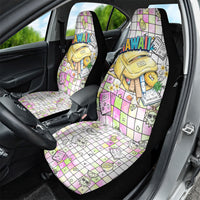 Hawaii Cruising Back To School Car Seat Cover Grid Pattern With School Bag And Vintage Surf Van TS04 - Polynesian Pride