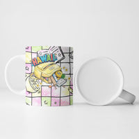 Hawaii Cruising Back To School Ceramic Mug Grid Pattern With School Bag And Vintage Surf Van TS04 - Polynesian Pride
