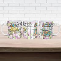 Hawaii Cruising Back To School Ceramic Mug Grid Pattern With School Bag And Vintage Surf Van TS04 - Polynesian Pride
