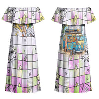 Hawaii Cruising Back To School Couples Matching Off Shoulder Maxi Dress and Hawaiian Shirt Grid Pattern With School Bag And Vintage Surf Van TS04 - Polynesian Pride
