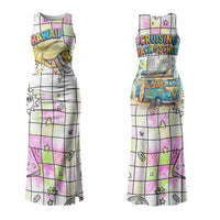 Hawaii Cruising Back To School Couples Matching Tank Maxi Dress and Long Sleeve Button Shirt Grid Pattern With School Bag And Vintage Surf Van TS04 - Polynesian Pride
