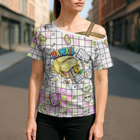 Hawaii Cruising Back To School Cross Shoulder Shirt Grid Pattern With School Bag And Vintage Surf Van TS04 - Polynesian Pride