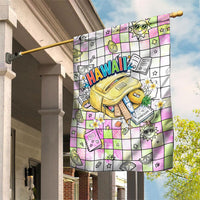 Hawaii Cruising Back To School Garden Flag Grid Pattern With School Bag And Vintage Surf Van TS04 House Flag White Yellow - Polynesian Pride