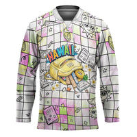 Hawaii Cruising Back To School Hockey Jersey Grid Pattern With School Bag And Vintage Surf Van TS04 Unisex White Yellow - Polynesian Pride