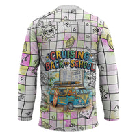 Hawaii Cruising Back To School Hockey Jersey Grid Pattern With School Bag And Vintage Surf Van TS04 - Polynesian Pride