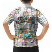 Hawaii Cruising Back To School Kid Hawaiian Shirt Grid Pattern With School Bag And Vintage Surf Van TS04 - Polynesian Pride