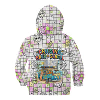 Hawaii Cruising Back To School Kid Hoodie Grid Pattern With School Bag And Vintage Surf Van TS04 - Polynesian Pride