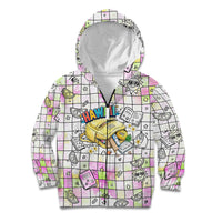 Hawaii Cruising Back To School Kid Hoodie Grid Pattern With School Bag And Vintage Surf Van TS04 Zip Hoodie White Yellow - Polynesian Pride