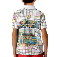 Hawaii Cruising Back To School Kid Polo Shirt Grid Pattern With School Bag And Vintage Surf Van TS04 - Polynesian Pride