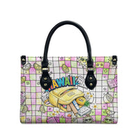 Hawaii Cruising Back To School Leather Bag Grid Pattern With School Bag And Vintage Surf Van TS04 - Polynesian Pride