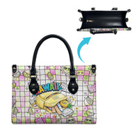 Hawaii Cruising Back To School Leather Bag Grid Pattern With School Bag And Vintage Surf Van TS04 - Polynesian Pride