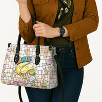 Hawaii Cruising Back To School Leather Bag Grid Pattern With School Bag And Vintage Surf Van TS04 - Polynesian Pride
