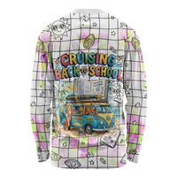Hawaii Cruising Back To School Long Sleeve Shirt Grid Pattern With School Bag And Vintage Surf Van TS04 - Polynesian Pride