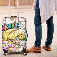 Hawaii Cruising Back To School Luggage Cover Grid Pattern With School Bag And Vintage Surf Van TS04 White Yellow - Polynesian Pride