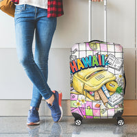 Hawaii Cruising Back To School Luggage Cover Grid Pattern With School Bag And Vintage Surf Van TS04 - Polynesian Pride
