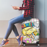 Hawaii Cruising Back To School Luggage Cover Grid Pattern With School Bag And Vintage Surf Van TS04 - Polynesian Pride