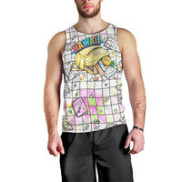 Hawaii Cruising Back To School Men Tank Top Grid Pattern With School Bag And Vintage Surf Van TS04 - Polynesian Pride