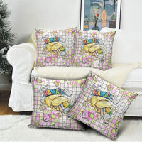 Hawaii Cruising Back To School Pillow Cover Grid Pattern With School Bag And Vintage Surf Van TS04 - Polynesian Pride