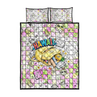 Hawaii Cruising Back To School Quilt Bed Set Grid Pattern With School Bag And Vintage Surf Van TS04 - Polynesian Pride