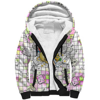 Hawaii Cruising Back To School Sherpa Hoodie Grid Pattern With School Bag And Vintage Surf Van TS04 Unisex White Yellow - Polynesian Pride