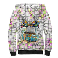 Hawaii Cruising Back To School Sherpa Hoodie Grid Pattern With School Bag And Vintage Surf Van TS04 - Polynesian Pride