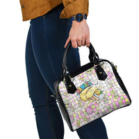 Hawaii Cruising Back To School Shoulder Handbag Grid Pattern With School Bag And Vintage Surf Van TS04 - Polynesian Pride