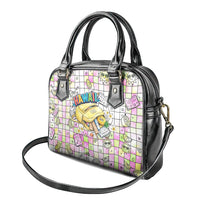 Hawaii Cruising Back To School Shoulder Handbag Grid Pattern With School Bag And Vintage Surf Van TS04 - Polynesian Pride