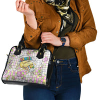Hawaii Cruising Back To School Shoulder Handbag Grid Pattern With School Bag And Vintage Surf Van TS04 - Polynesian Pride