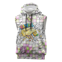 Hawaii Cruising Back To School Sleeveless Hoodie Grid Pattern With School Bag And Vintage Surf Van TS04 White Yellow - Polynesian Pride