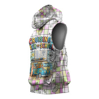 Hawaii Cruising Back To School Sleeveless Hoodie Grid Pattern With School Bag And Vintage Surf Van TS04 - Polynesian Pride