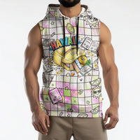 Hawaii Cruising Back To School Sleeveless Hoodie Grid Pattern With School Bag And Vintage Surf Van TS04 - Polynesian Pride
