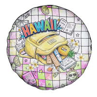 Hawaii Cruising Back To School Spare Tire Cover Grid Pattern With School Bag And Vintage Surf Van TS04 - Polynesian Pride