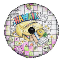 Hawaii Cruising Back To School Spare Tire Cover Grid Pattern With School Bag And Vintage Surf Van TS04 - Polynesian Pride