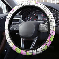 Hawaii Cruising Back To School Steering Wheel Cover Grid Pattern With School Bag And Vintage Surf Van TS04 - Polynesian Pride