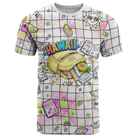 Hawaii Cruising Back To School T Shirt Grid Pattern With School Bag And Vintage Surf Van TS04 White Yellow - Polynesian Pride