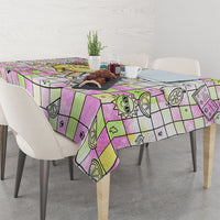Hawaii Cruising Back To School Tablecloth Grid Pattern With School Bag And Vintage Surf Van TS04 - Polynesian Pride